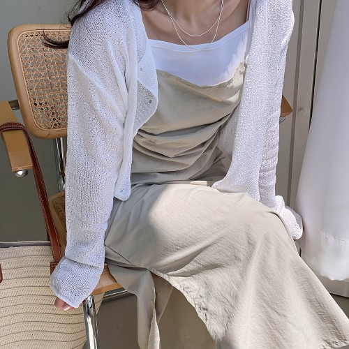 스퀘어넥 바스락롱원피스 민소매 나시 맥시롱 끈나시원피스