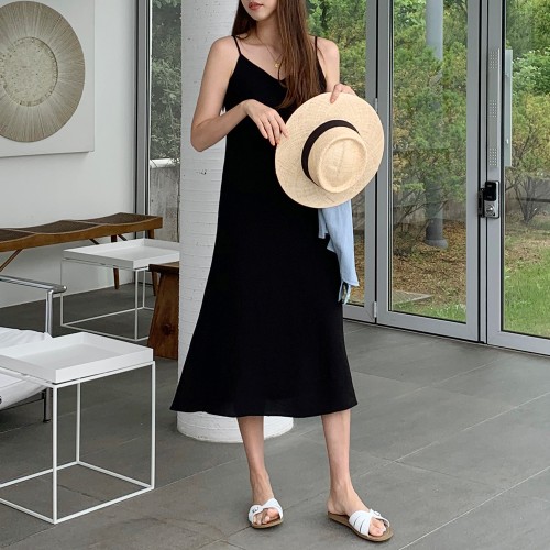 루즈핏 끈 나시 롱 원피스 여성 여름 린넨 원피스 레이어드 뷔스티에원피스 휴양지 바캉스룩