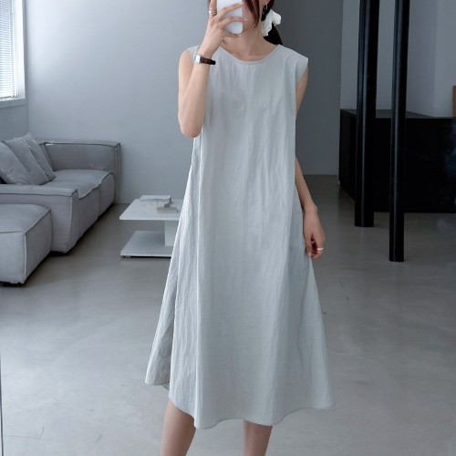 여름 원피스 바스락 민소매 롱원피스 바캉스 휴양지 블랙 소라 그레이