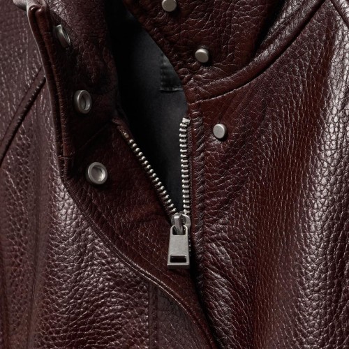 자라 한정판 100 레더 봄버 재킷 5479/066/605 BURGUNDY