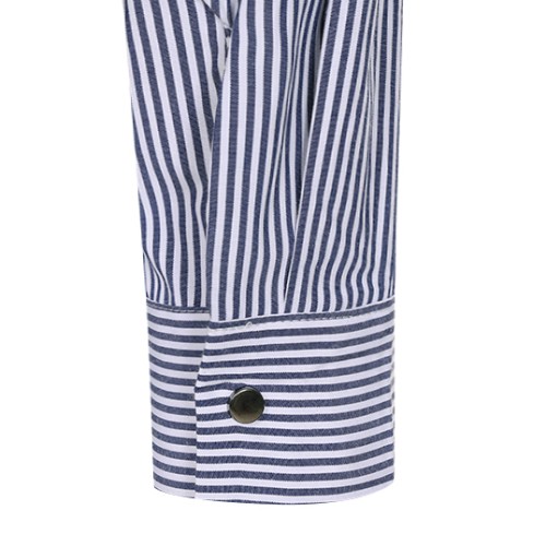 예시카 스트라이프 배색 스트링 셔츠 블라우스 YJ1BL304