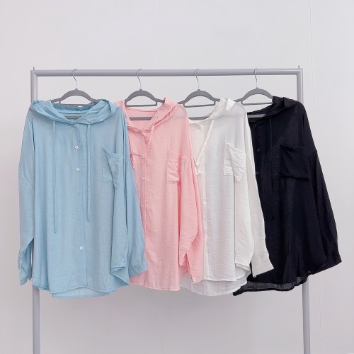 로라벨 에딘 여름 셔츠 남방 블라우스 시스루 린넨 비치웨어 살안타템 루즈핏 여성 오버핏