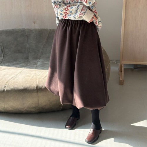 펌킨 바스락 스커트 밴딩 주름 롱스커트 볼륨 항아리 치마 봄 여름 가을 겨울 검정 치마