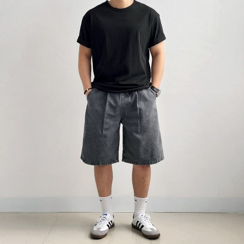 1+1 남자청반바지 남자버뮤다데님 흑청바지