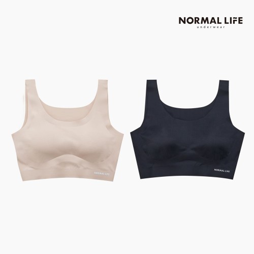 노멀라이프 노와이어브라 여성속옷 편한 심리스브라 블랙 S