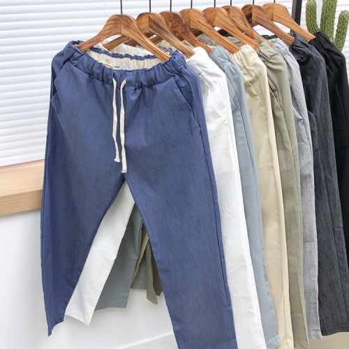 1+1 남자 여름바지 밴딩 린넨 팬츠 9부 마 슬랙스 카고조거 반바지 모음