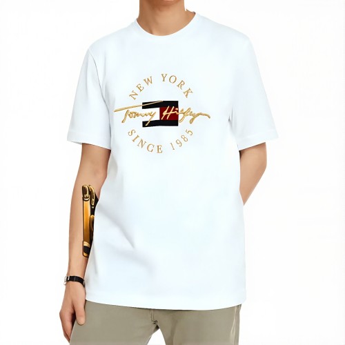 타미힐피거 로고 그래픽 남녀공용 반팔 티셔츠 09T4510화이트, S