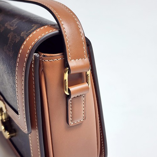 셀린느 여성 트리옹프 캔버스 카프스킨 크로스 숄더백 탄 188882BZ404LU