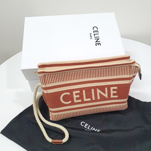 셀린느 여성 스트라이프 텍스타일 파우치 클러치백 시에나 10M552FVV28SI
