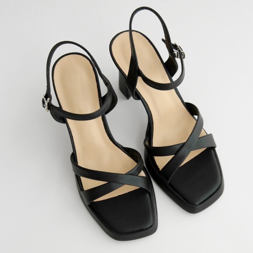 소가죽 가보시샌들 스트랩 여성 여름 샌들힐 10cm