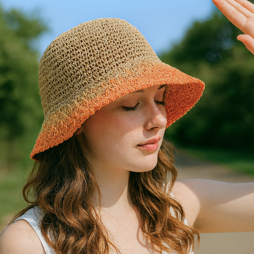 여름 니트모자 여성버킷햇 지사 뜨개 투톤 크로쉐 여성벙거지모자