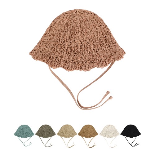 시원한 여름 버킷햇 뜨개 니트 지사모자 여성 턱 끈 벙거지모자