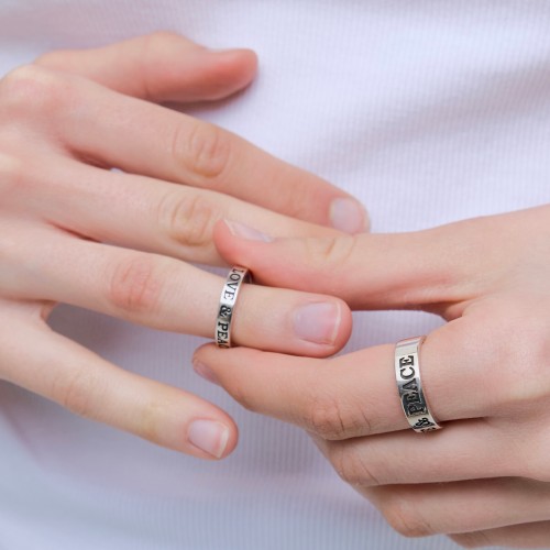 925실버 림스 러브앤피스 플랫심플 커플링 평반지 (M)